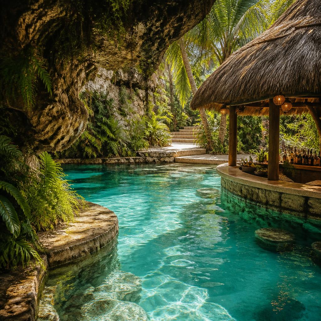 Turquoise Caribbean beach at a family resort